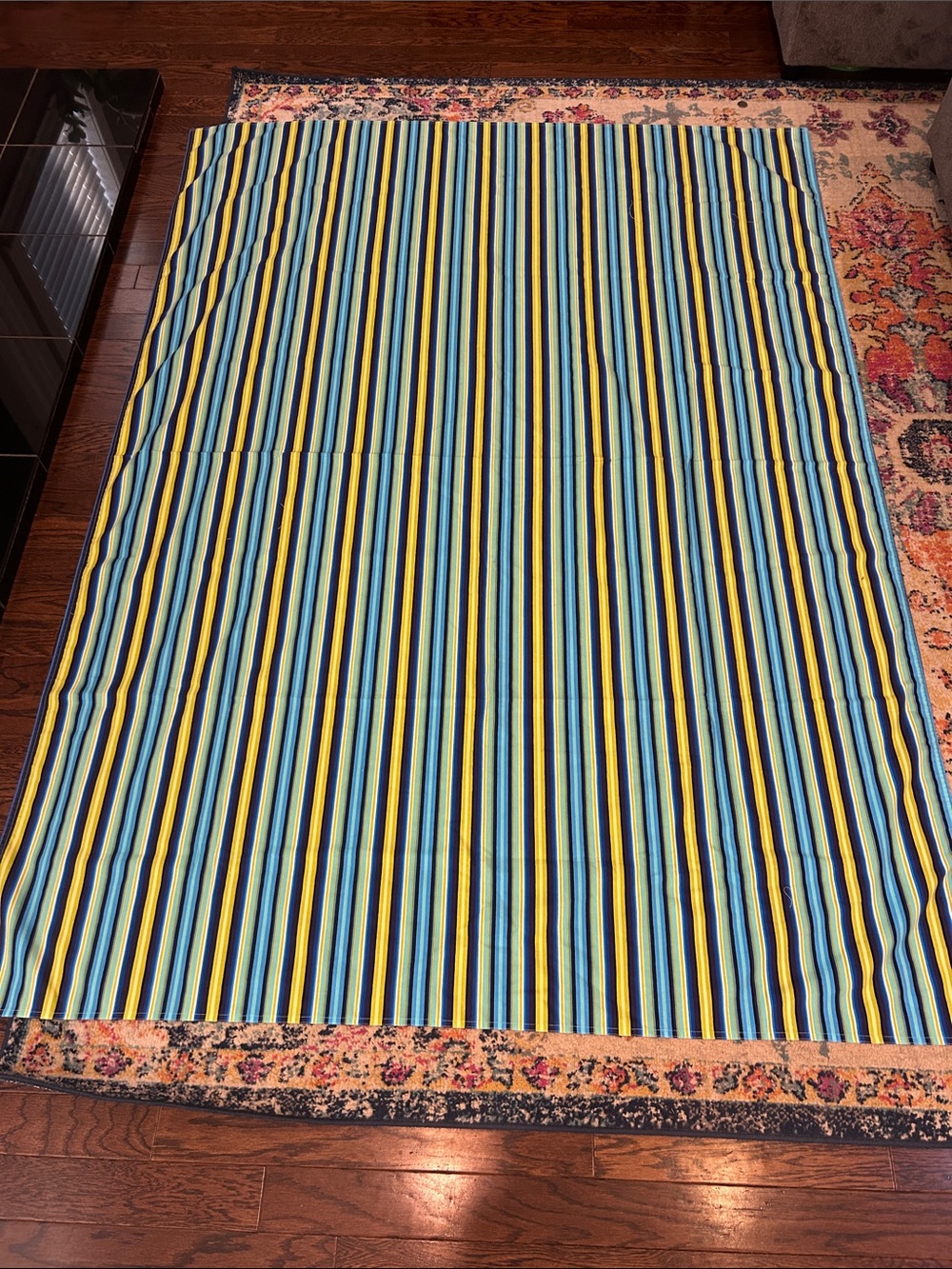 Fiesta ware striped table cloth. 80 by 60.